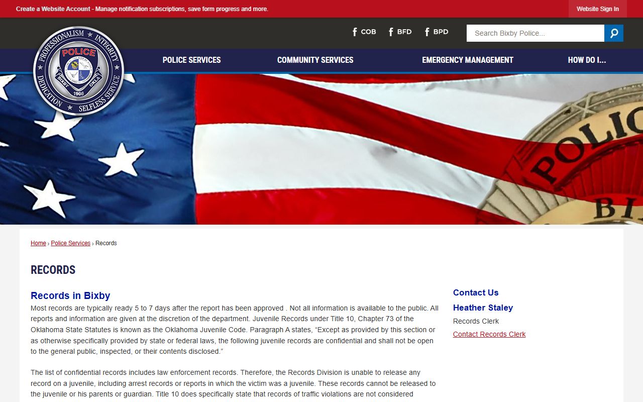 Bixby 72 hour booking police records division