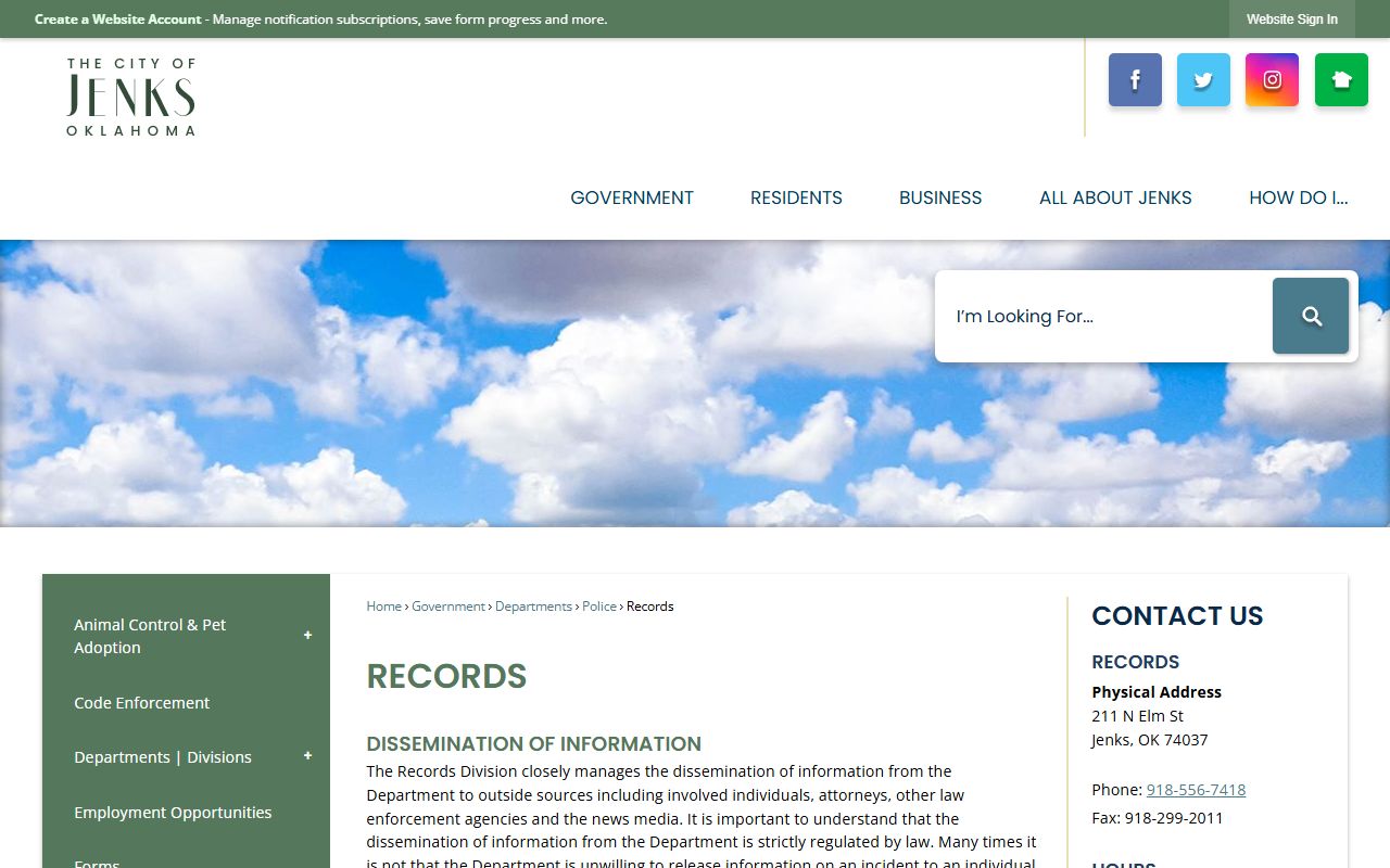 Jenks 72 hour booking records division contact