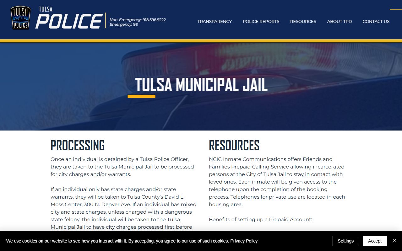 Tulsa 72 hour booking police municipal jail page