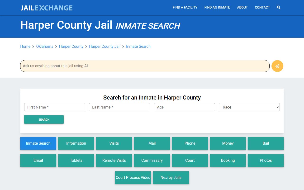 Harper County 72 hour booking jail search resources
