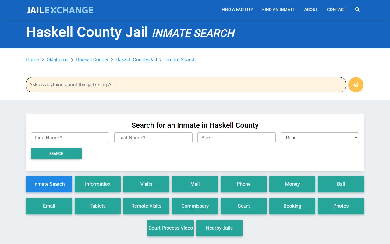 Haskell County 72 hour booking jail inmate search page
