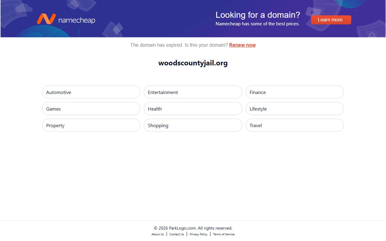 Woods County 72 hour booking jail portal search page